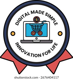 Un logotipo de Carrito de compras simple hecho digital. El logo es azul y blanco. Es un diseño simple que transmite la idea de comprar en línea