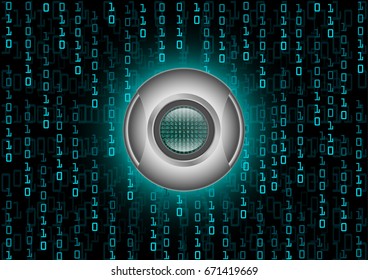 Digital Magnifying Glass scanning and identifying data and Data security; Cyber security concept