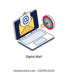 Digital Mail isometric Colored illustration. EPS File stock illustration