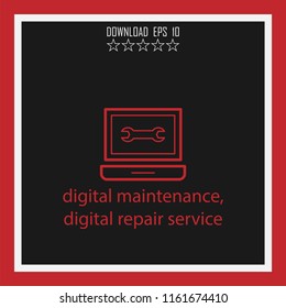 digital maintenance, digital repair service vector icon
