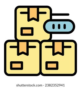 Digital management icon outline vector. Inventory cotrol. Product supplier color flat