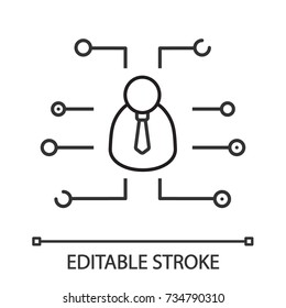 Digital manager linear icon. Thin line illustration. Admin. User. Online support. Contour symbol. Vector isolated outline drawing. Editable stroke