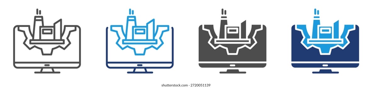 digital manufacturing icon set multi style