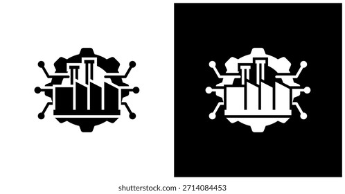 Icono de la fabricación digital fijado en fondo blanco y negro