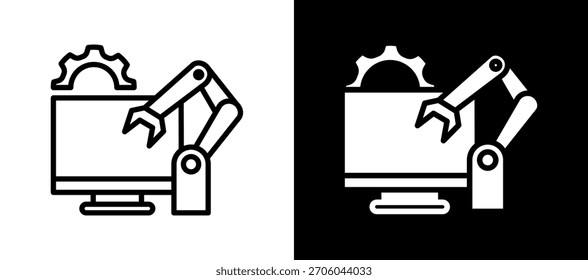 Digital Manufacturing Icon whiteblack Vector Illustration