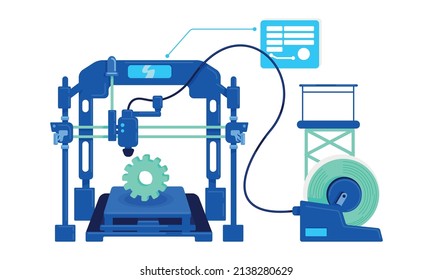 Digital Manufacturing Semi Flat Color Vector Object. Full Sized Item On White. Details Manufacturing. Mass Production Simple Cartoon Style Illustration For Web Graphic Design And Animation