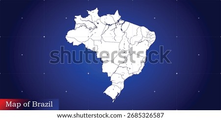 Digital map of Brazil. Illustrated with dynamic grid network.
