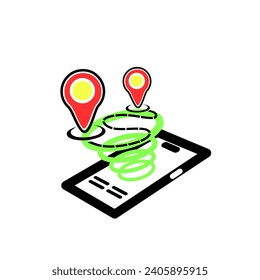 Icono de mapa digital en smartphone