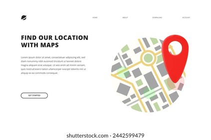 digital map location find point mark track gps system landing page concept