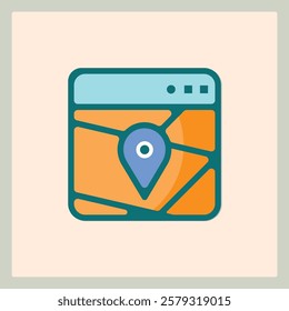 Digital Map Location Pin Icon for Navigation and Travel Website or Application