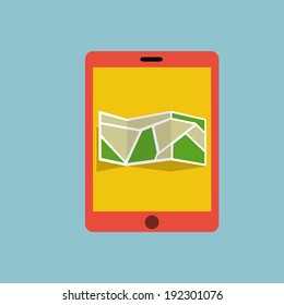 digital map on tablet mobile 