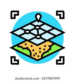 digital map overlay augmented reality color icon vector. digital map overlay augmented reality sign. isolated symbol illustration