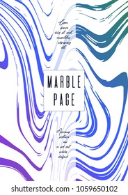 Digital Marble Cover Design for your Business with Abstract Lines.  Futuristic Poster, Flyer, Layout with Liquid Pattern for Branding, Identity, Annual Report. Vector minimalistic brochure. Luxury.