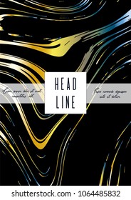 Digital Marble Cover Design for your Business with Abstract Lines. Futuristic Poster, Flyer, Layout with Liquid Pattern for Branding, Identity, Annual Report. Vector minimalistic brochure. Luxury.