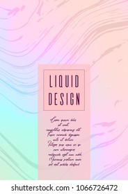 Digital Marble Cover Design for your Business with Abstract Lines. Futuristic Poster, Flyer, Layout with Liquid Pattern for Branding, Identity, Annual Report. Vector minimalistic brochure. Luxury.