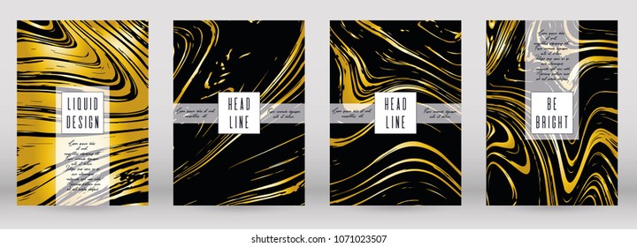 Digital Marble Cover Design for your Business with Abstract Lines.  Futuristic Poster, Flyer, Layout with Liquid Pattern for Branding, Identity, Annual Report. Vector minimalistic brochure. Luxury.
