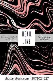 Digital Marble Cover Design for your Business with Abstract Lines. Futuristic Poster, Flyer, Layout with Liquid Pattern for Branding, Identity, Annual Report. Vector minimalistic brochure. Luxury.