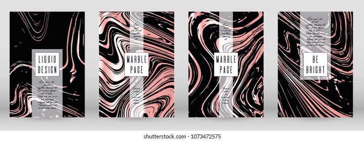 Digital Marble Cover Design for your Business with Abstract Lines.  Futuristic Poster, Flyer, Layout with Liquid Pattern for Branding, Identity, Annual Report. Vector minimalistic brochure. Luxury.