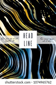 Digital Marble Cover Design for your Business with Abstract Lines. Futuristic Poster, Flyer, Layout with Liquid Pattern for Branding, Identity, Annual Report. Vector minimalistic brochure. Luxury.