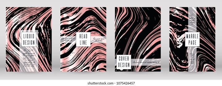 Digital Marble Cover Design for your Business with Abstract Lines.  Futuristic Poster, Flyer, Layout with Liquid Pattern for Branding, Identity, Annual Report. Vector minimalistic brochure. Luxury.