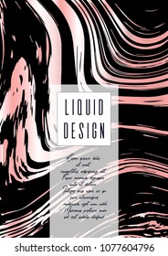 Digital Marble Cover Design for your Business with Abstract Lines. Futuristic Poster, Flyer, Layout with Liquid Pattern for Branding, Identity, Annual Report. Vector minimalistic brochure. Luxury.