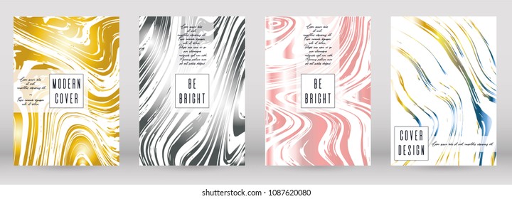 Digital Marble Cover Design for your Business with Abstract Lines. Futuristic Poster, Flyer, Layout with Liquid Pattern for Branding, Identity, Annual Report. Vector minimalistic brochure. Luxury.