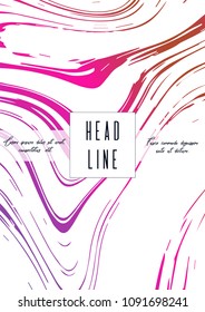 Digital Marble Cover Design for your Business with Abstract Lines. Futuristic Poster, Flyer, Layout with Liquid Pattern for Branding, Identity, Annual Report. Vector minimalistic brochure. Luxury.