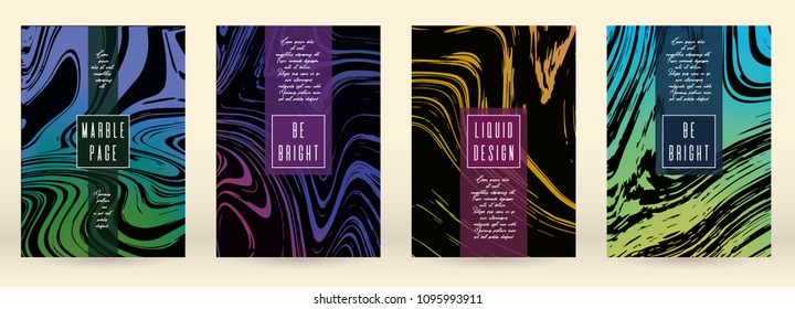 Digital Marble Cover Design for your Business with Abstract Lines. Futuristic Poster, Flyer, Layout with Liquid Pattern for Branding, Identity, Annual Report. Vector minimalistic brochure. Luxury.