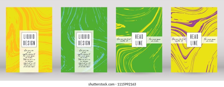 Digital Marble Cover Design for your Business with Abstract Lines.  Futuristic Poster, Flyer, Layout with Liquid Pattern for Branding, Identity, Annual Report. Vector minimalistic brochure. Luxury.