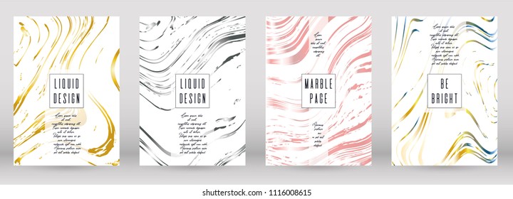 Digital Marble Cover Design for your Business with Abstract Lines. Futuristic Poster, Flyer, Layout with Liquid Pattern for Branding, Identity, Annual Report. Vector minimalistic brochure. Luxury.