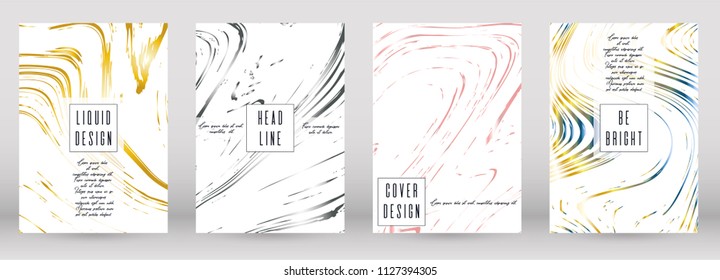 Digital Marble Cover Design for your Business with Abstract Lines. Futuristic Poster, Flyer, Layout with Liquid Pattern for Branding, Identity, Annual Report. Vector minimalistic brochure. Luxury.