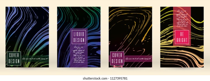 Digital Marble Cover Design for your Business with Abstract Lines. Futuristic Poster, Flyer, Layout with Liquid Pattern for Branding, Identity, Annual Report. Vector minimalistic brochure. Luxury.