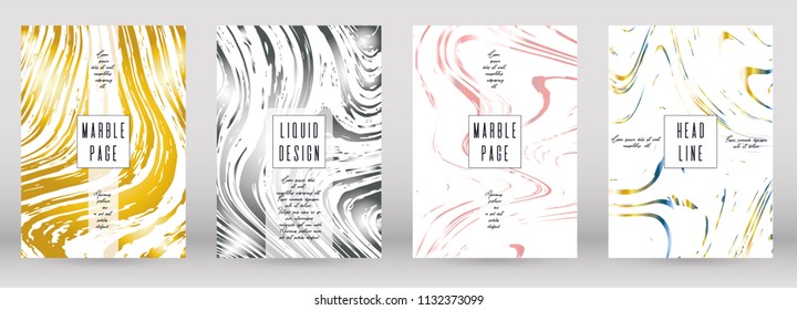 Digital Marble Cover Design for your Business with Abstract Lines. Futuristic Poster, Flyer, Layout with Liquid Pattern for Branding, Identity, Annual Report. Vector minimalistic brochure. Luxury.