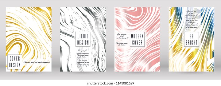 Digital Marble Cover Design for your Business with Abstract Lines. Futuristic Poster, Flyer, Layout with Liquid Pattern for Branding, Identity, Annual Report. Vector minimalistic brochure. Luxury.