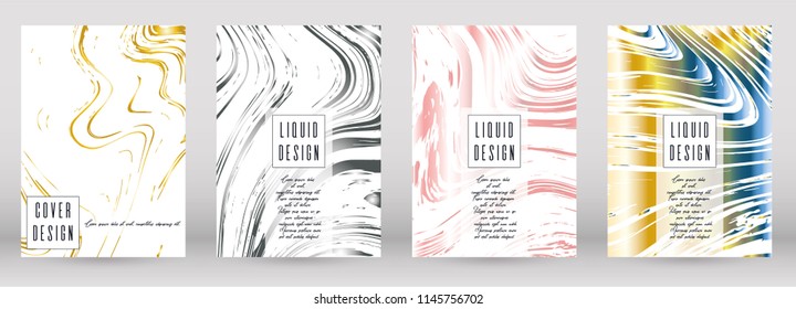Digital Marble Cover Design for your Business with Abstract Lines. Futuristic Poster, Flyer, Layout with Liquid Pattern for Branding, Identity, Annual Report. Vector minimalistic brochure. Luxury.
