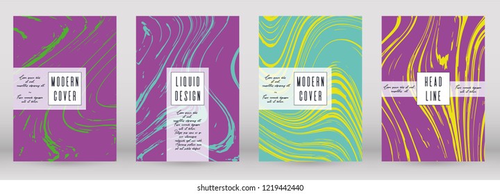 Digital Marble Cover Design for your Business with Abstract Lines. Futuristic Poster, Flyer, Layout with Liquid Pattern for Branding, Identity, Annual Report. Vector minimalistic brochure. Luxury.