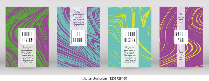 Digital Marble Cover Design for your Business with Abstract Lines. Futuristic Poster, Flyer, Layout with Liquid Pattern for Branding, Identity, Annual Report. Vector minimalistic brochure. Luxury.