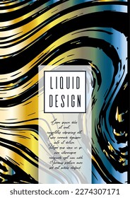 Digital Marble Cover Design for your Business with Abstract Lines. Futuristic Poster, Flyer, Layout with Liquid Pattern for Branding, Identity, Annual Report. Vector minimalistic brochure. Luxury.