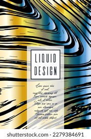 Diseño de cubierta de mármol digital para su empresa con líneas abstractas. Afiche futurista, volante, diseño con patrón líquido para promoción de marca, identidad, informe anual. Folleto minimalista de vectores. Lujo.