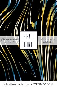 Digital Marble Cover Design for your Business with Abstract Lines. Futuristic Poster, Flyer, Layout with Liquid Pattern for Branding, Identity, Annual Report. Vector minimalistic brochure. Luxury.