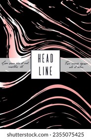 Digital Marble Cover Design for your Business with Abstract Lines. Futuristic Poster, Flyer, Layout with Liquid Pattern for Branding, Identity, Annual Report. Vector minimalistic brochure. Luxury.