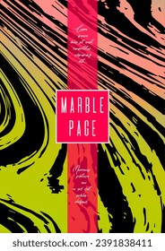 Digital Marble Cover Design for your Business with Abstract Lines. Futuristic Poster, Flyer, Layout with Liquid Pattern for Branding, Identity, Annual Report. Vector minimalistic brochure. Luxury.