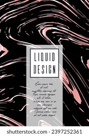 Digital Marble Cover Design for your Business with Abstract Lines. Futuristic Poster, Flyer, Layout with Liquid Pattern for Branding, Identity, Annual Report. Vector minimalistic brochure. Luxury.