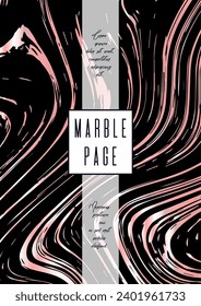 Digital Marble Cover Design for your Business with Abstract Lines. Futuristic Poster, Flyer, Layout with Liquid Pattern for Branding, Identity, Annual Report. Vector minimalistic brochure. Luxury.