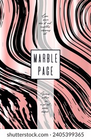 Digital Marble Cover Design for your Business with Abstract Lines. Futuristic Poster, Flyer, Layout with Liquid Pattern for Branding, Identity, Annual Report. Vector minimalistic brochure. Luxury.
