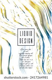 Digital Marble Cover Design for your Business with Abstract Lines. Futuristic Poster, Flyer, Layout with Liquid Pattern for Branding, Identity, Annual Report. Vector minimalistic brochure. Luxury.