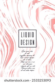 Digital Marble Cover Design for your Business with Abstract Lines. Futuristic Poster, Flyer, Layout with Liquid Pattern for Branding, Identity, Annual Report. Vector minimalistic brochure. Luxury.