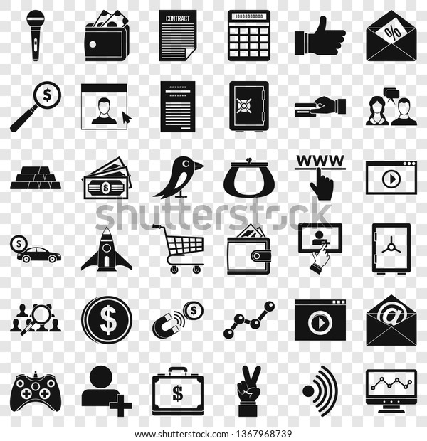 Digital market icons set. Simple\
style of 36 digital market vector icons for web for any\
design