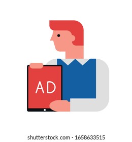 Digital marketer, media advertising vector illustration