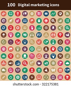 digital marketing 100 icons universal set for web and mobile
